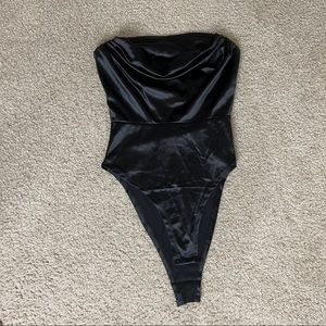 Off Shoulder Satin Bodysuit